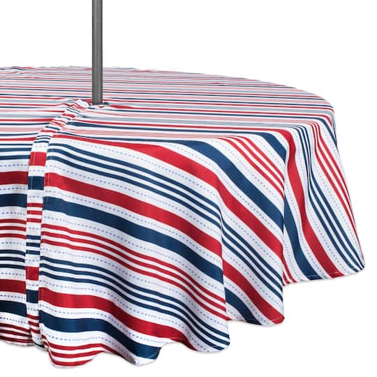 DII® 60" Patriotic Stripe Outdoor Tablecloth with Zipper